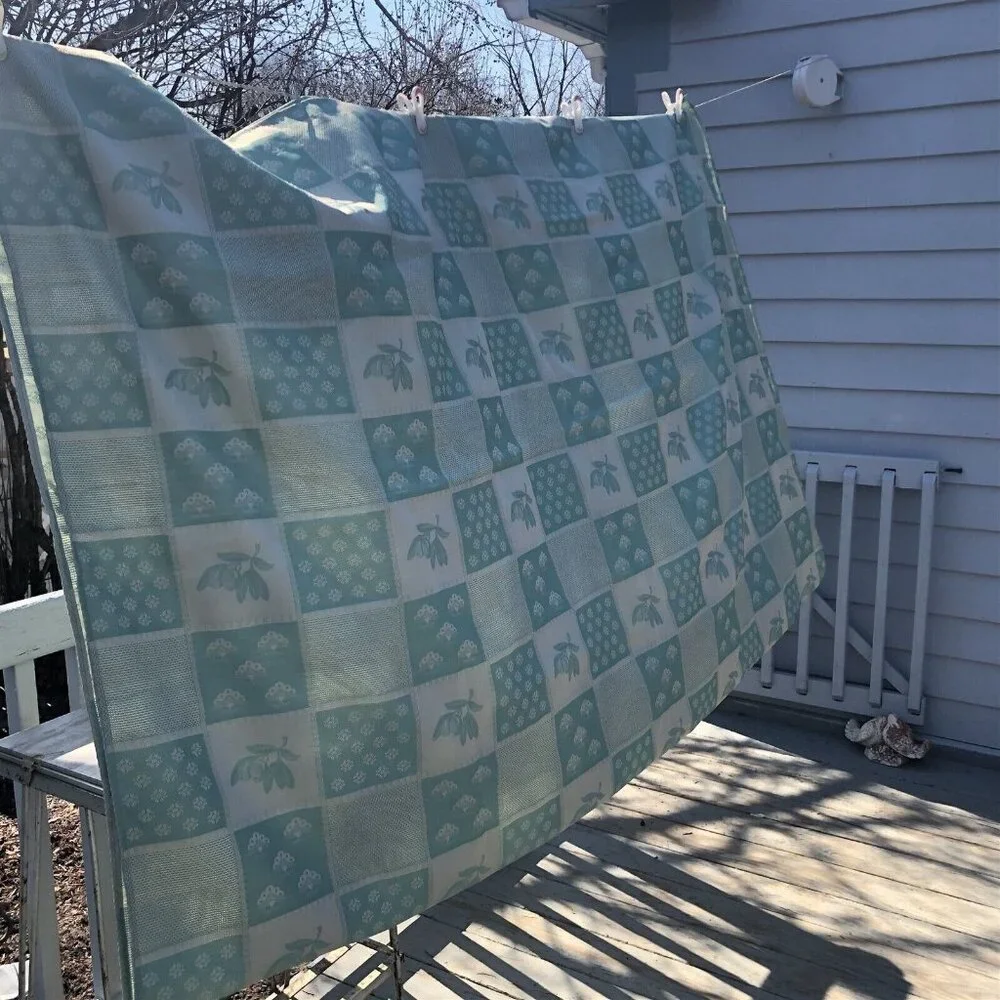 Nydel Damask Tablecloth Vintage Made In France Green Floral Patchwork